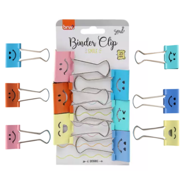 BINDER CLIP SMILE COLORIDO