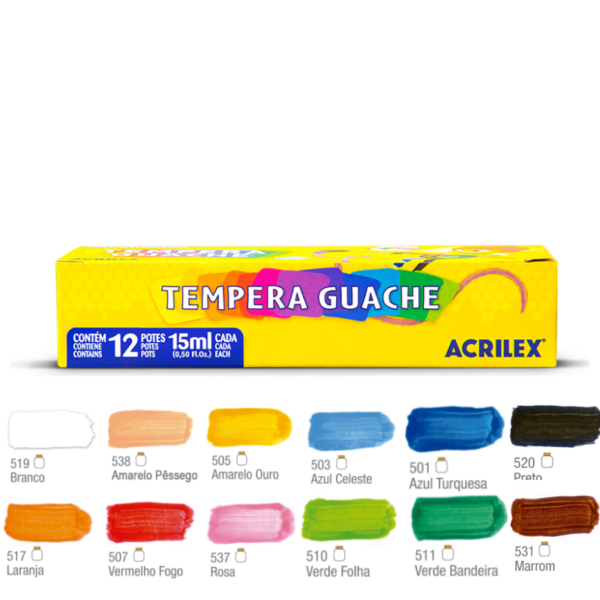 TEMPERA GUACHE 12 CORES ACRILEX