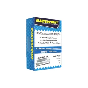 Plástico para Plastificação 125 Micras 100 Lâminas MASTERPRINT 59mm x 86mm
